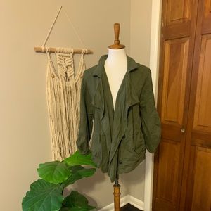 Army green linen jacket